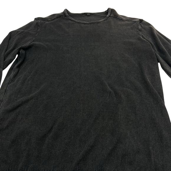 John Varvatos Mens Black Acid Wash Burnout Elbow Patch Cotton Sweater Sz L - Picture 2 of 10